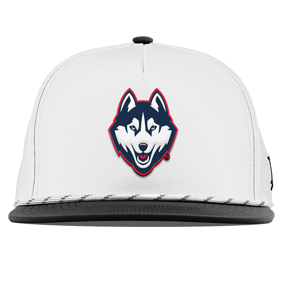 University of Connecticut "Huskies Mascot" Flat 5 Panel Rope White/Black