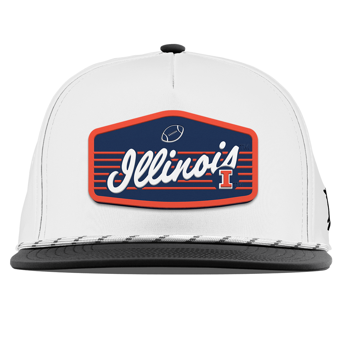 University of Illinois "Illini Football" Flat 5 Panel Rope Black/White