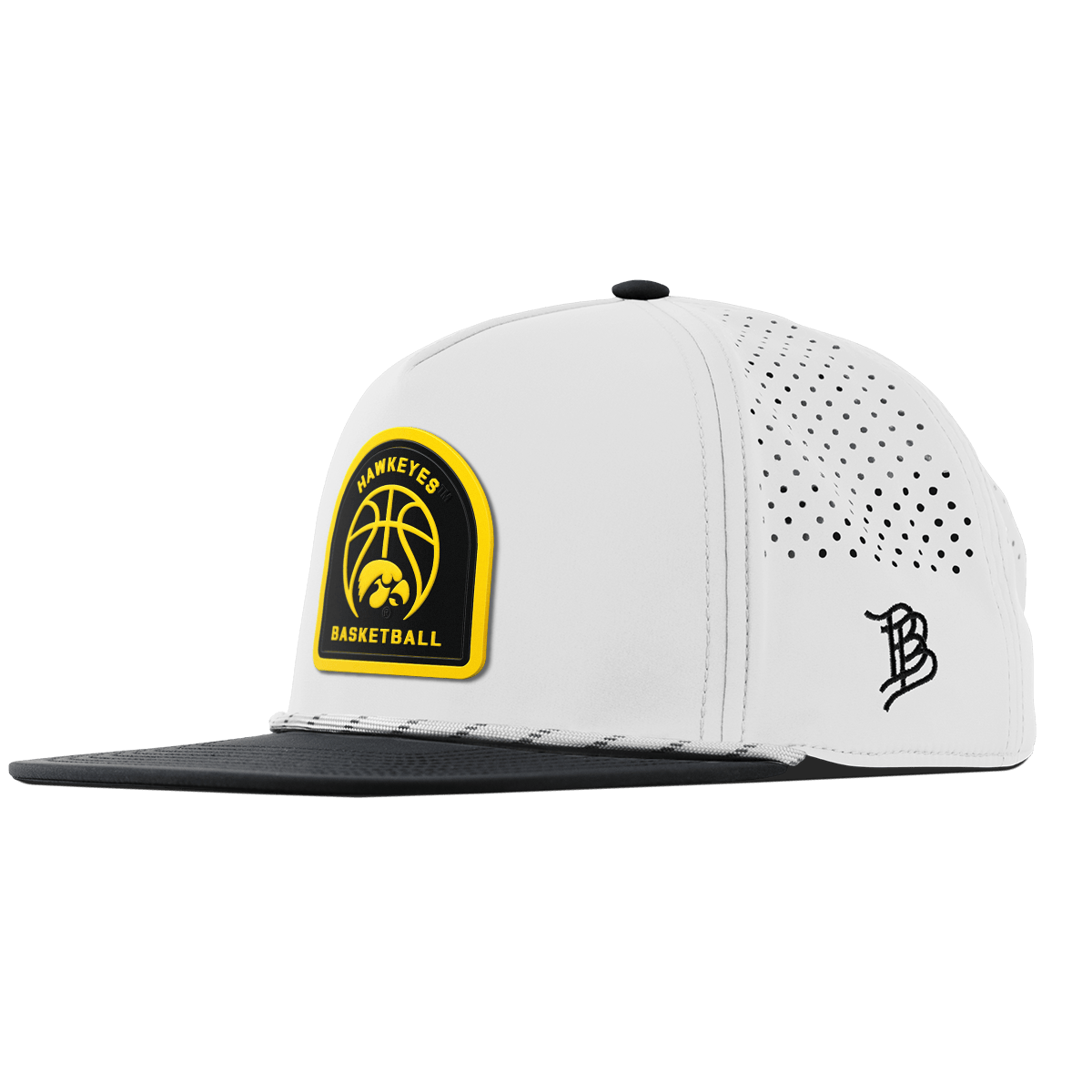 University of Iowa "Iowa Basketball" Flat 5 Panel Rope White/Black