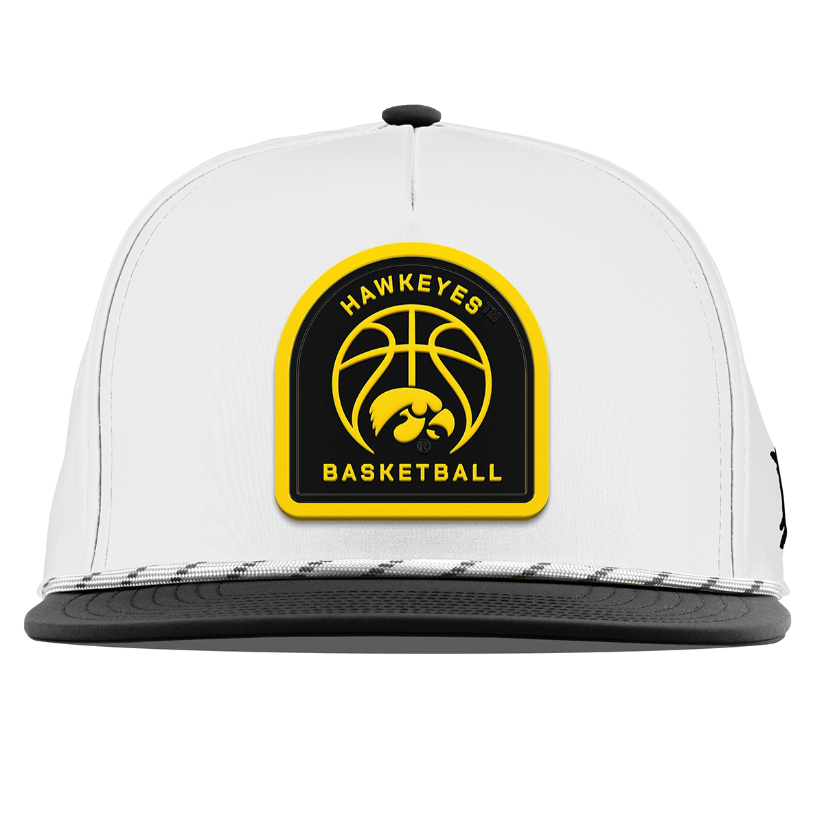 University of Iowa "Iowa Basketball" Flat 5 Panel Rope White/Black