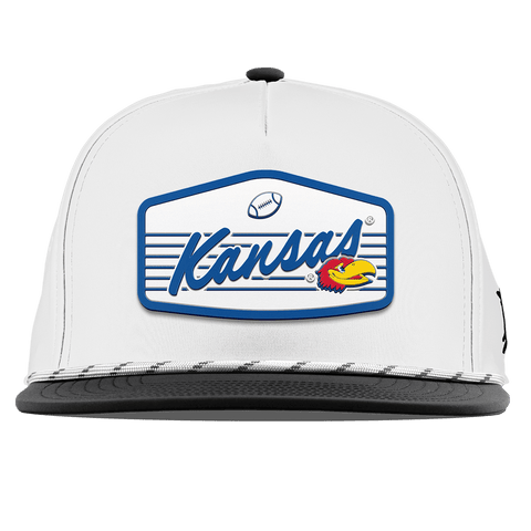 University of Kansas "Jayhawks Football" Flat 5 Panel Rope White/Black