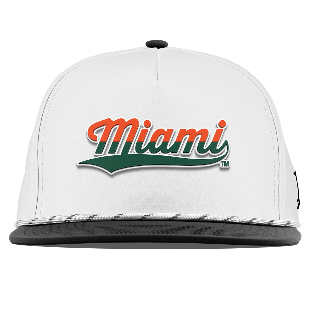 University of Miami "Miami Script" Flat 5 Panel Rope White/Black