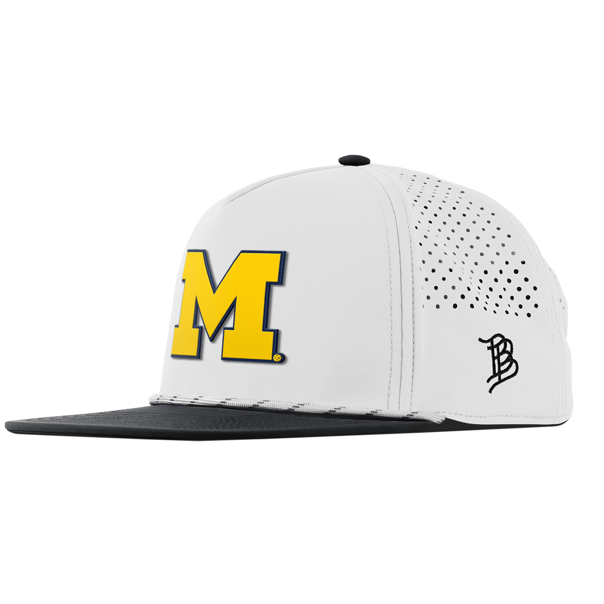 University of Michigan "Michigan Block" Flat 5 Panel Rope BlackWhite