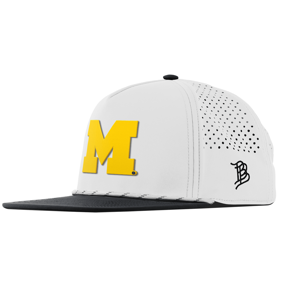 University of Michigan "Michigan Gold Block" Flat 5 Panel Rope BlackWhite