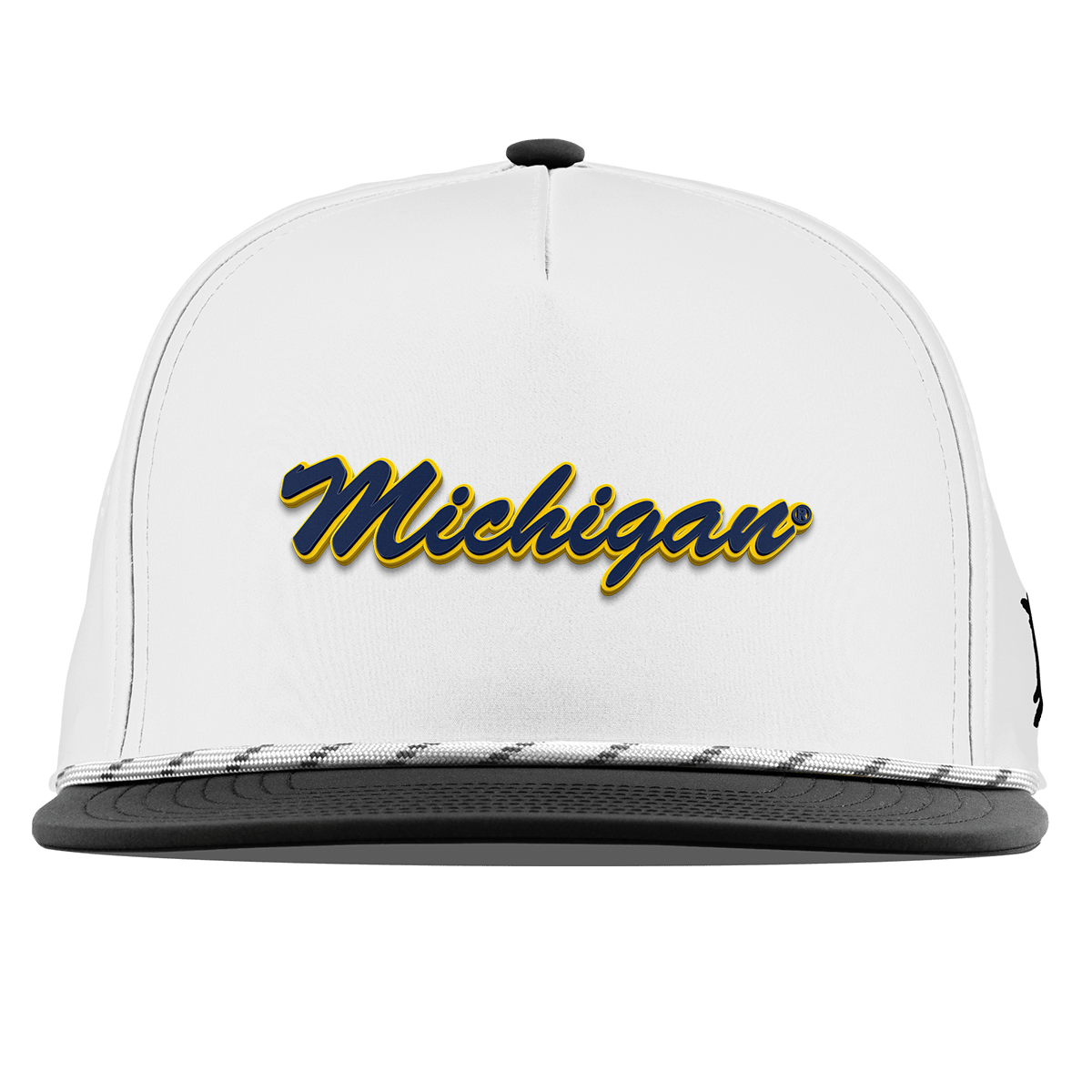 University of Michigan "Michigan Script" Flat 5 Panel Rope White/Black
