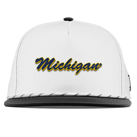 University of Michigan "Michigan Script" Flat 5 Panel Rope White/Black