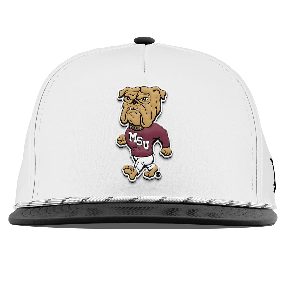 Mississippi State University "Mississippi State Bully" Flat 5 Panel Rope White/Black