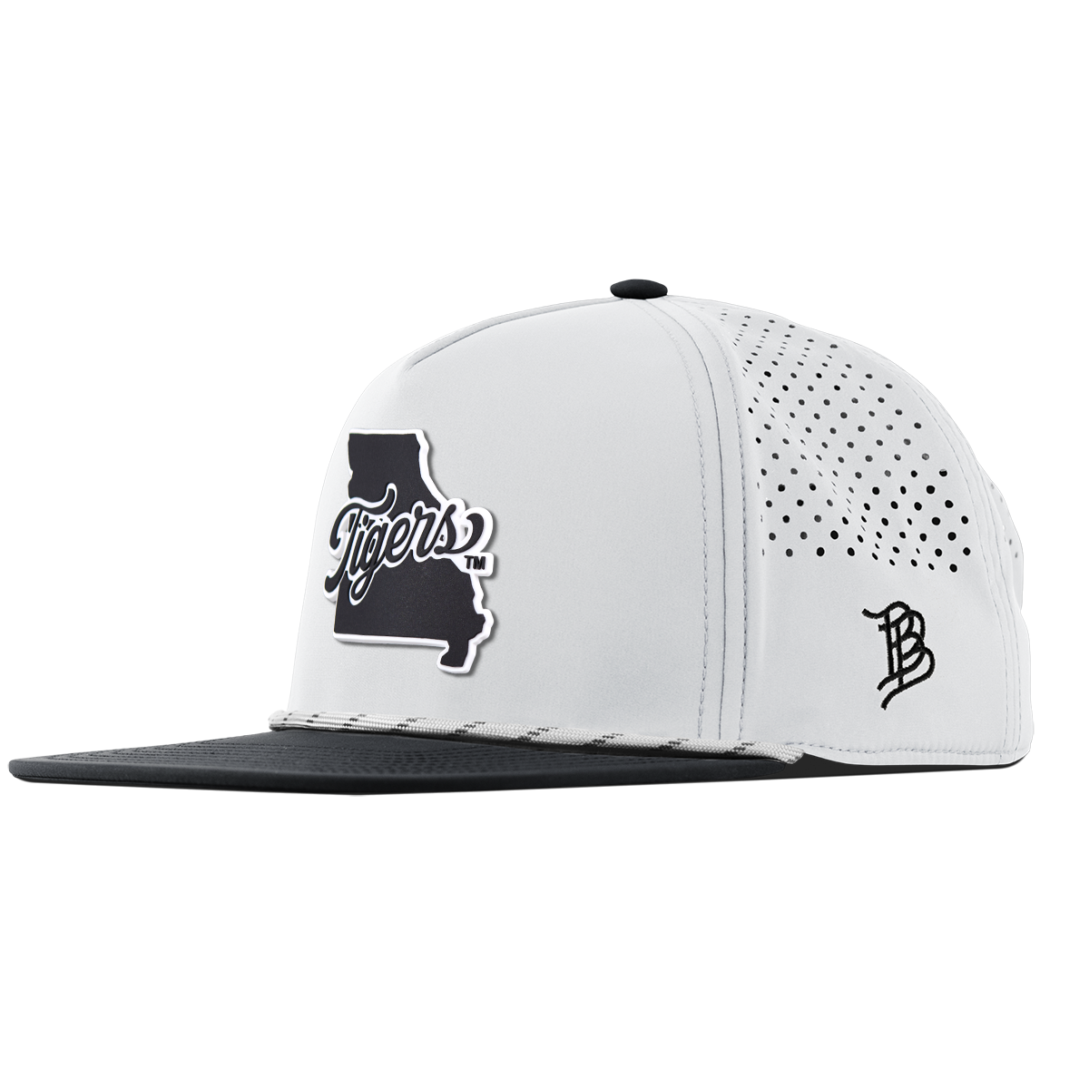 University of Missouri "Missouri Tigers State Script" Flat 5 Panel Rope White/Black