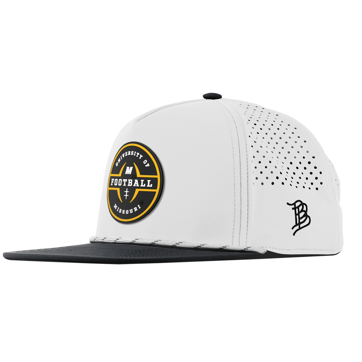 University of Missouri "Mizzou Football" Flat 5 Panel Rope White/Black