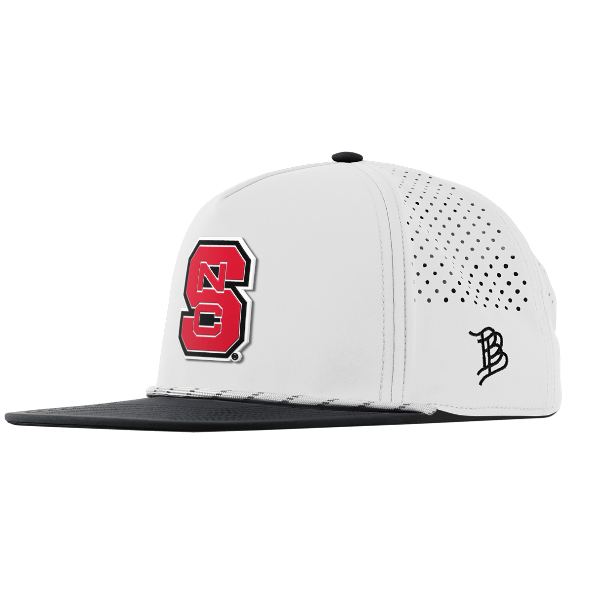 North Carolina State "NC State Block" Flat 5 Panel Rope White/Black