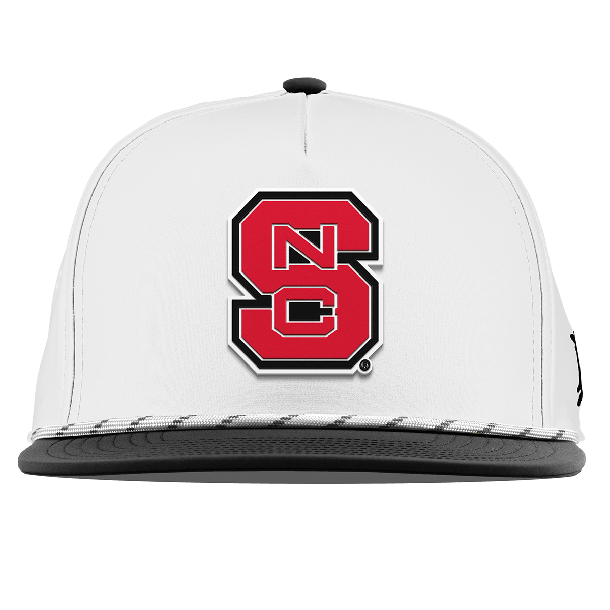 North Carolina State "NC State Block" Flat 5 Panel Rope White/Black