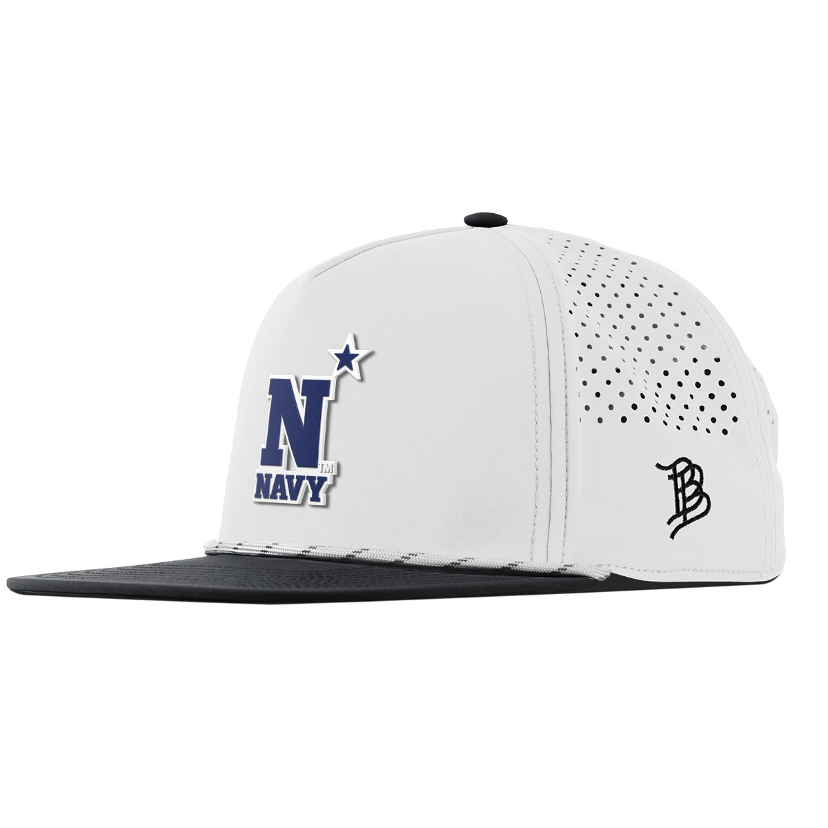 United States Naval Academy "Naval Academy Team Logo Navy" Flat 5 Panel Rope White/Black