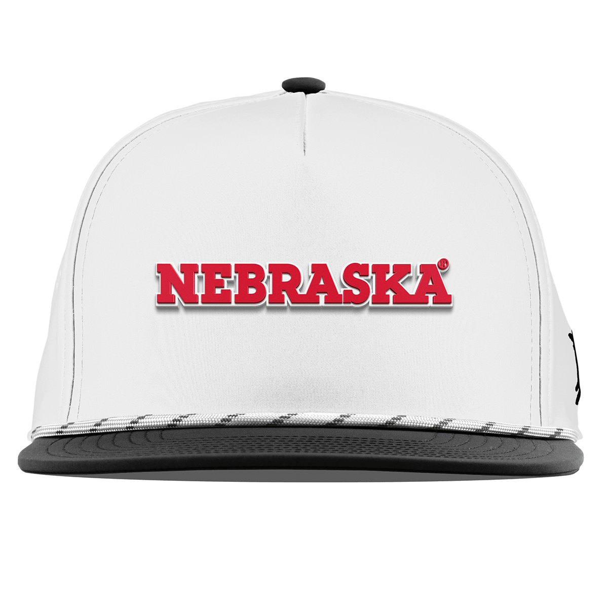 University of Nebraska "Nebraska Block" Flat 5 Panel Rope White/Black