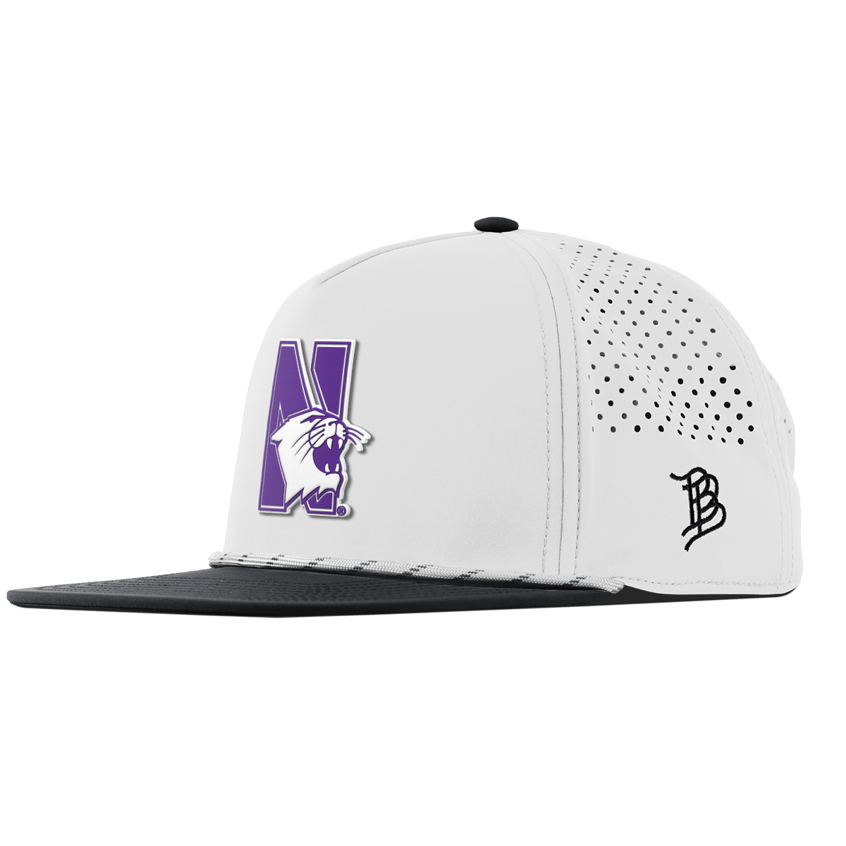 Northwestern University "Northwestern Block Logo" Flat 5 Panel Rope White/Black