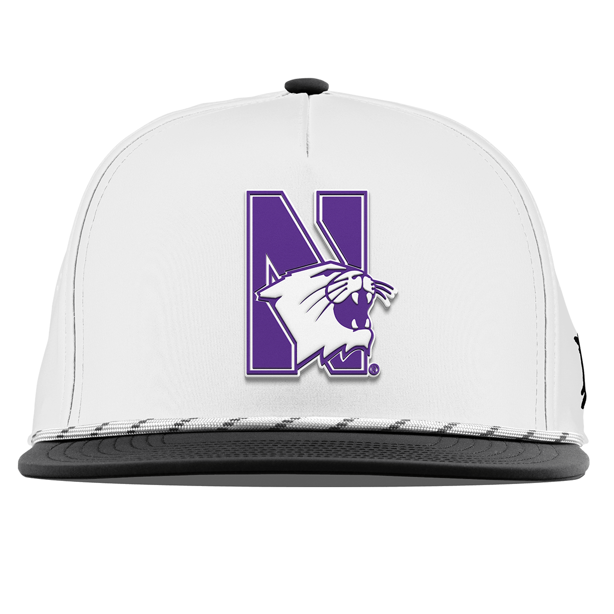 Northwestern University "Northwestern Block Logo" Flat 5 Panel Rope White/Black