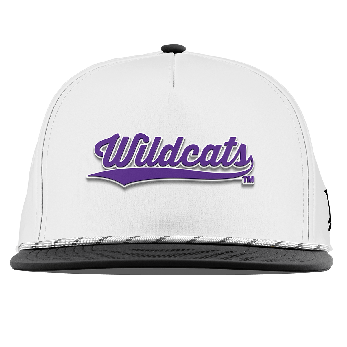 Northwestern University "Northwestern Wildcats Script" Flat 5 Panel Rope White/Black
