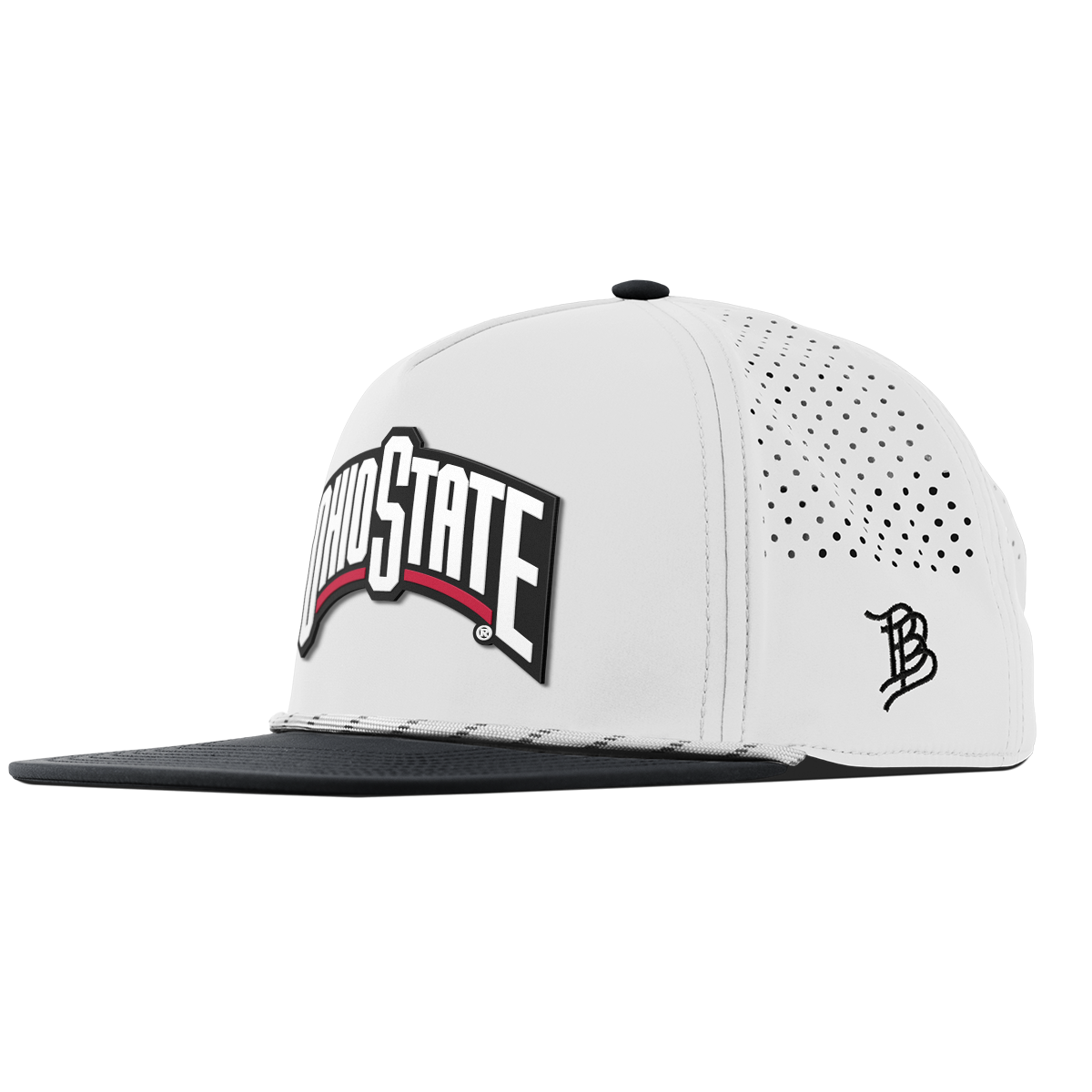 Ohio State University "Ohio State Block" Flat 5 Panel Rope White/Black