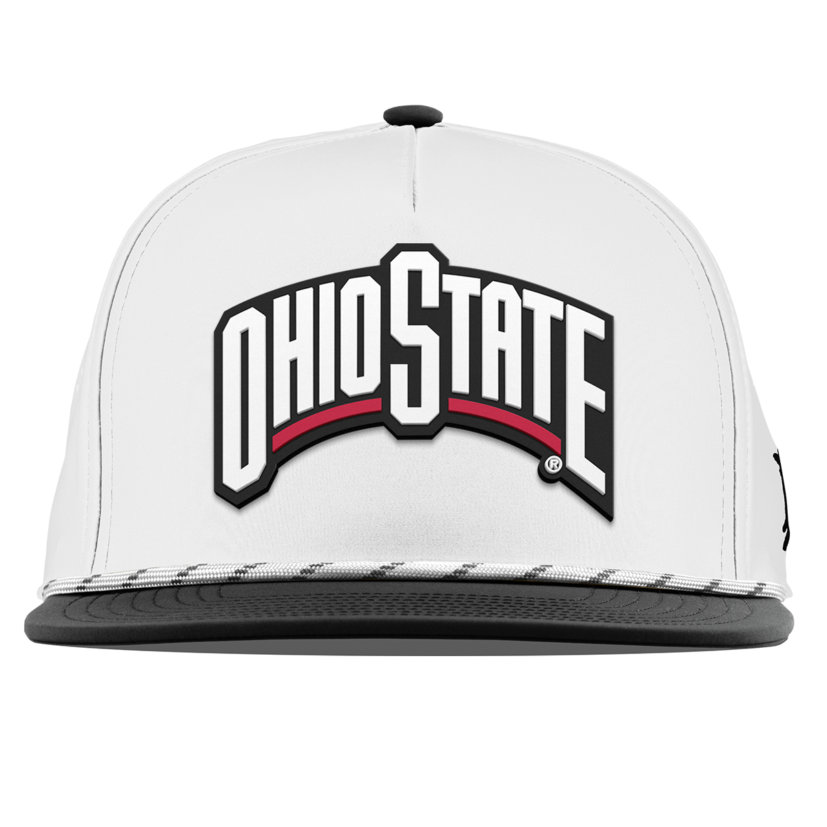 Ohio State University "Ohio State Block" Flat 5 Panel Rope White/Black