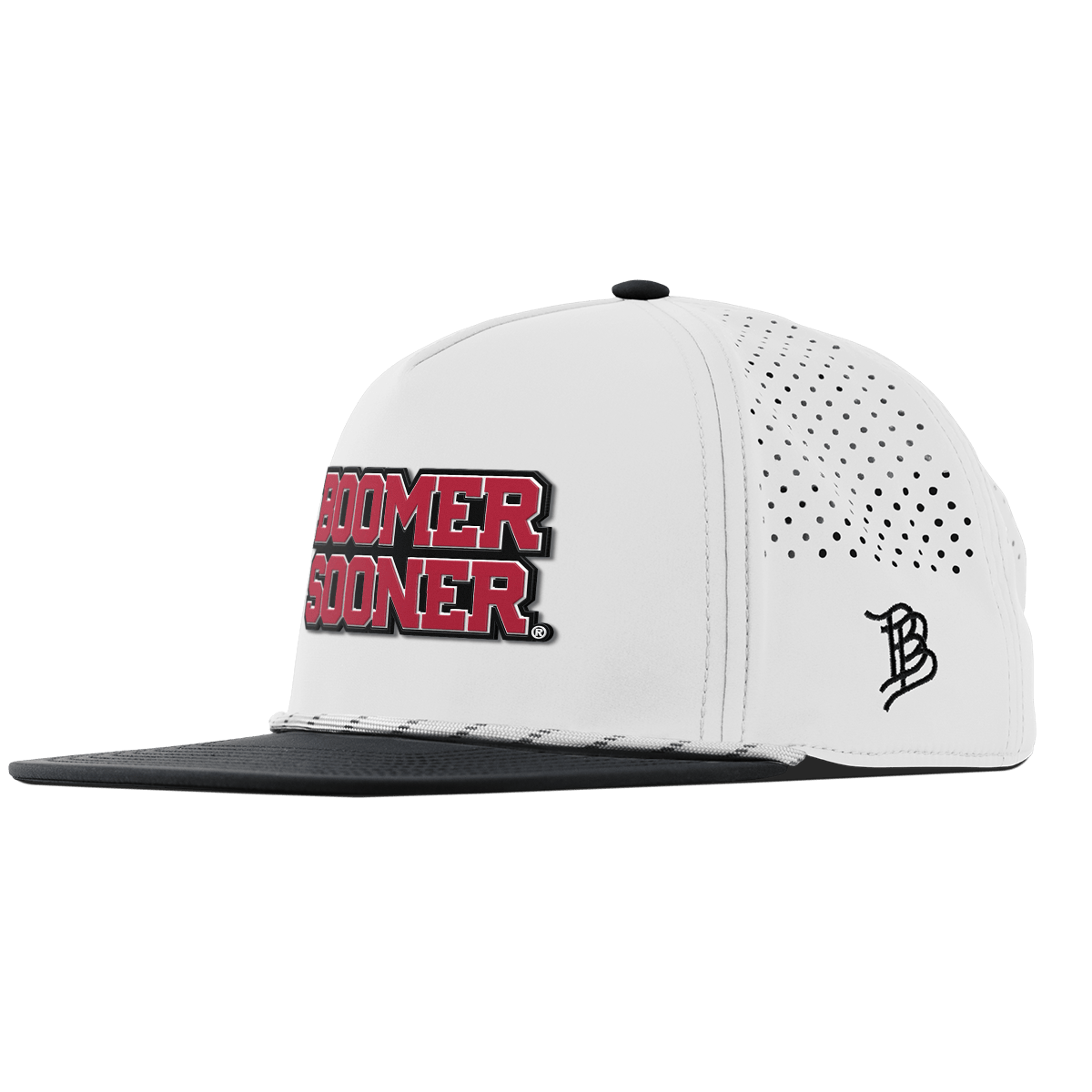 University of Oklahoma "Oklahoma Block" Flat 5 Panel Rope White/Black
