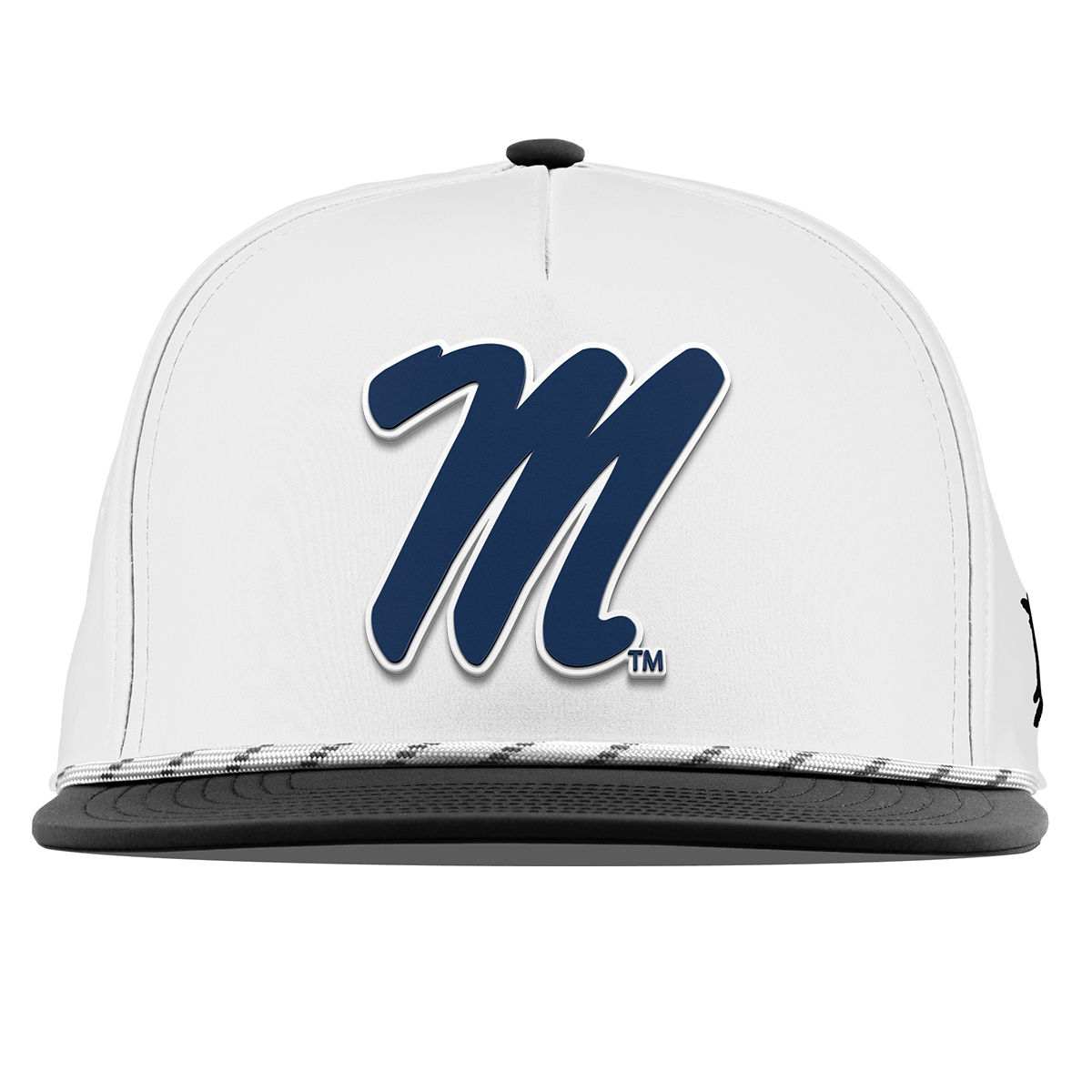 University of Mississippi "Ole Miss Block M Navy" Flat 5 Panel Rope White/Black
