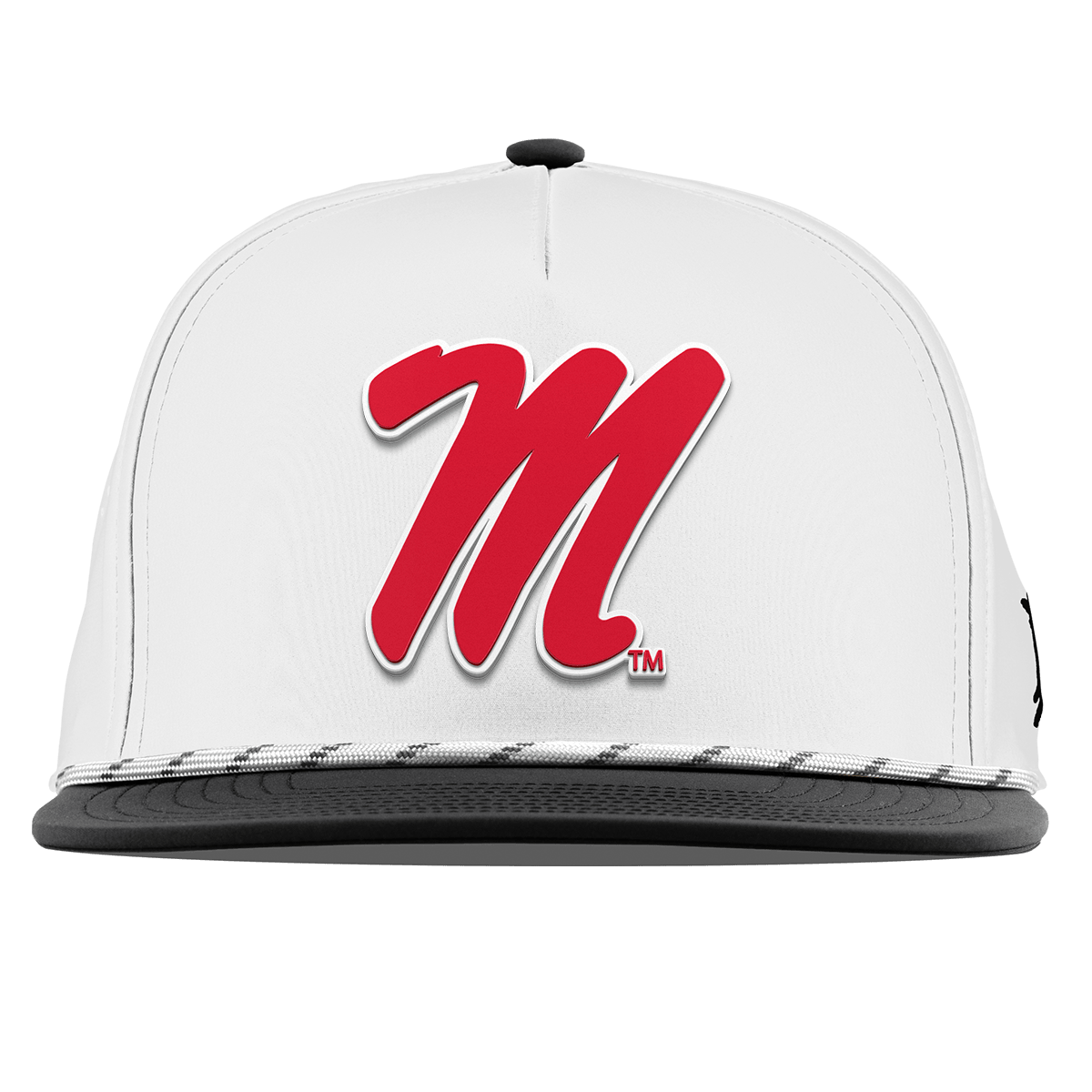 University of Mississippi "Ole Miss Block M Red" Flat 5 Panel Rope White/Black