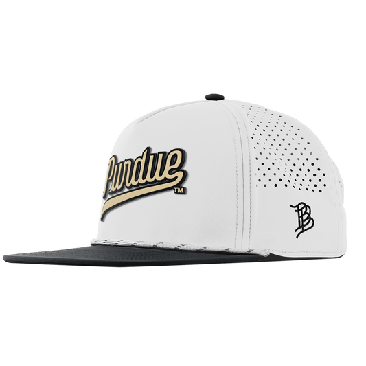 Purdue University "Purdue Script Gold" Flat 5 Panel Rope White/Black