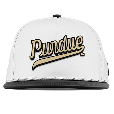 Purdue University "Purdue Script Gold" Flat 5 Panel Rope White/Black