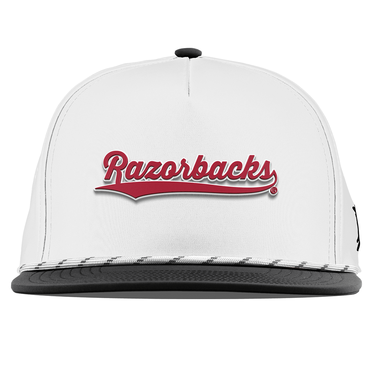 University of Arkansas "Razorback Script" Flat 5 Panel Rope White/Black