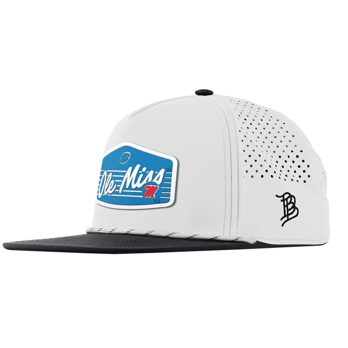 University of Mississippi "Rebel Football" Flat 5 Panel Rope White/Black