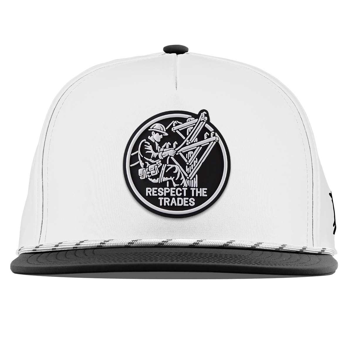 Respect The Trades Lineman Flat 5 Panel Rope White/Black