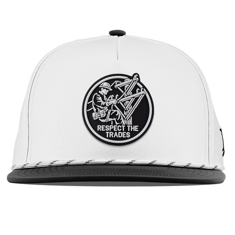 Respect The Trades Lineman Flat 5 Panel Rope White/Black