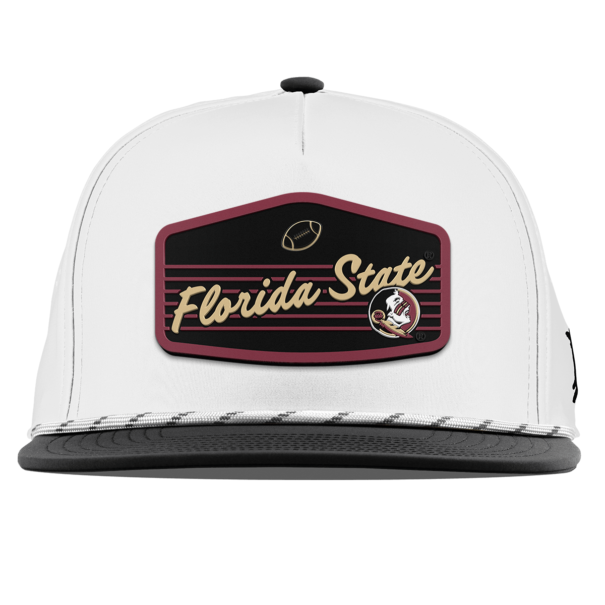 Florida State University "Seminole Football" Flat 5 Panel Rope White/Black