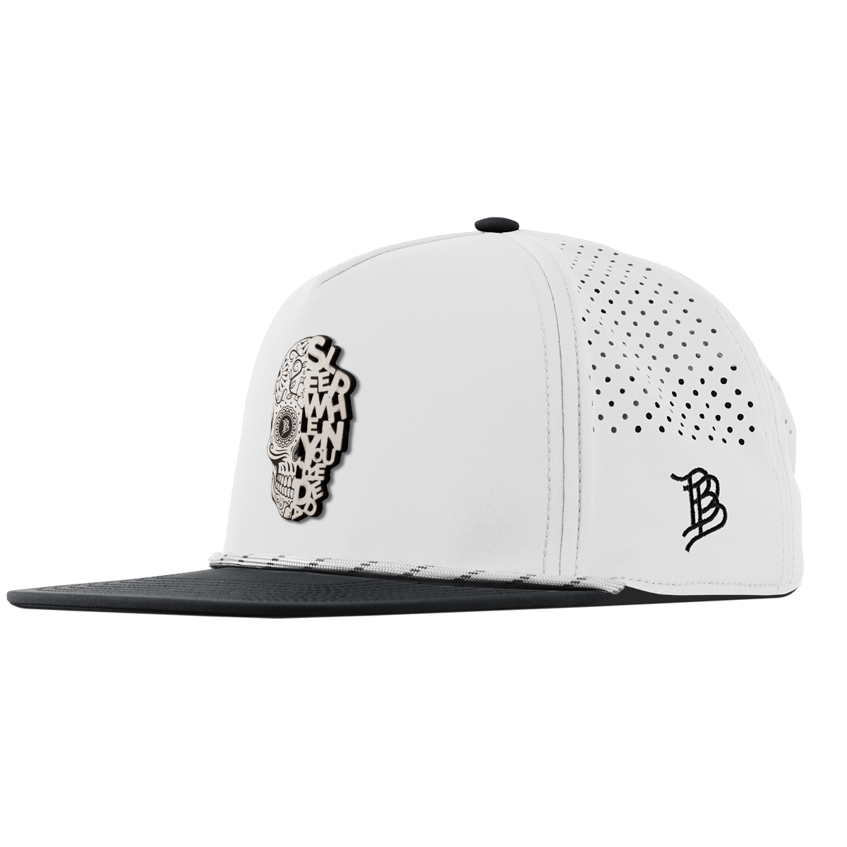 Sleep When You're Dead Skull Flat 5 Panel Rope White/Black