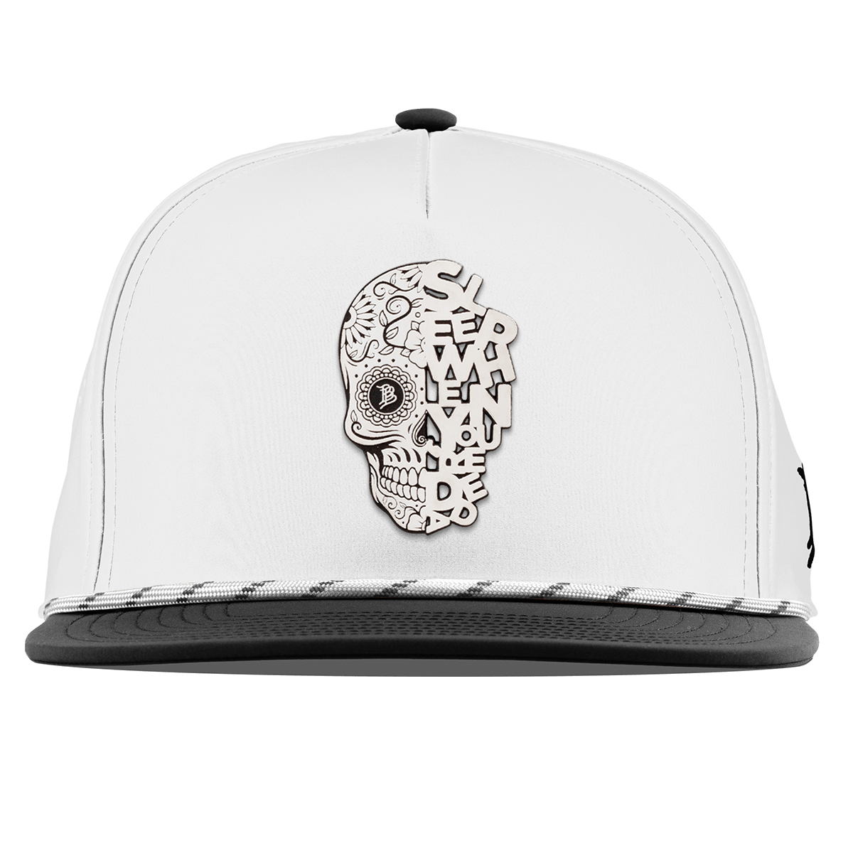 Sleep When You're Dead Skull Flat 5 Panel Rope Back White/Black