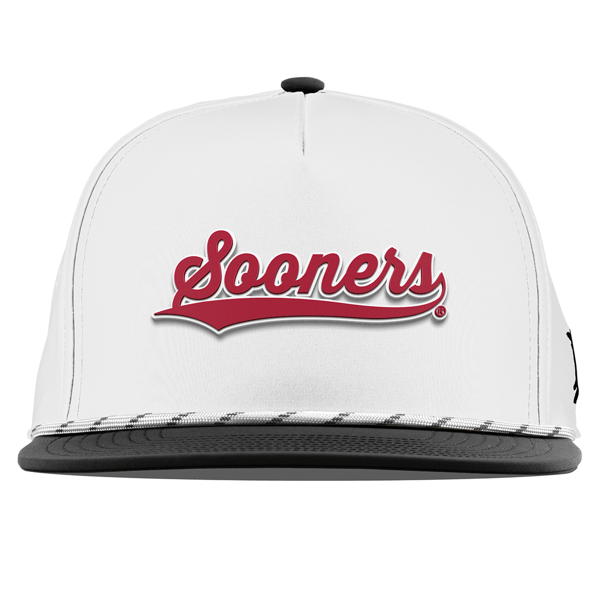 University of Oklahoma "Sooners Script" Flat 5 Panel Rope White/Black