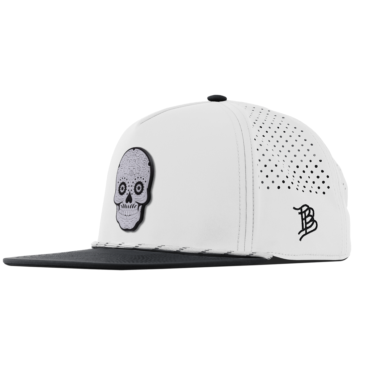 Sugar Skull PVC Flat 5 Panel Rope White/Black
