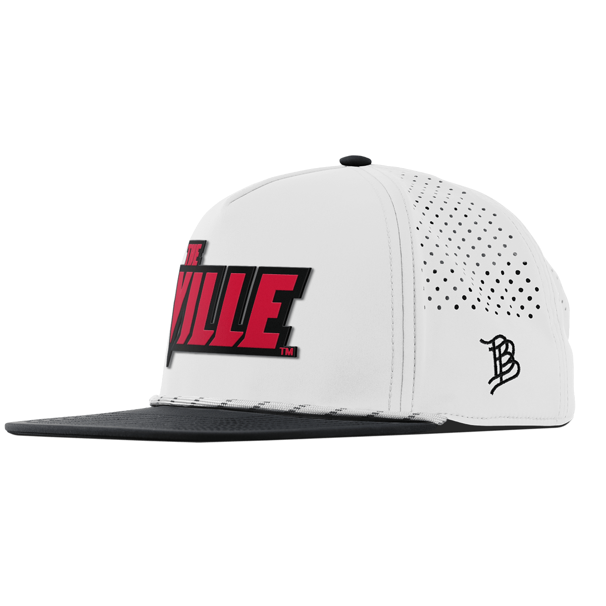 University of Louisville "The Ville Block" Flat 5 Panel Rope White/Black