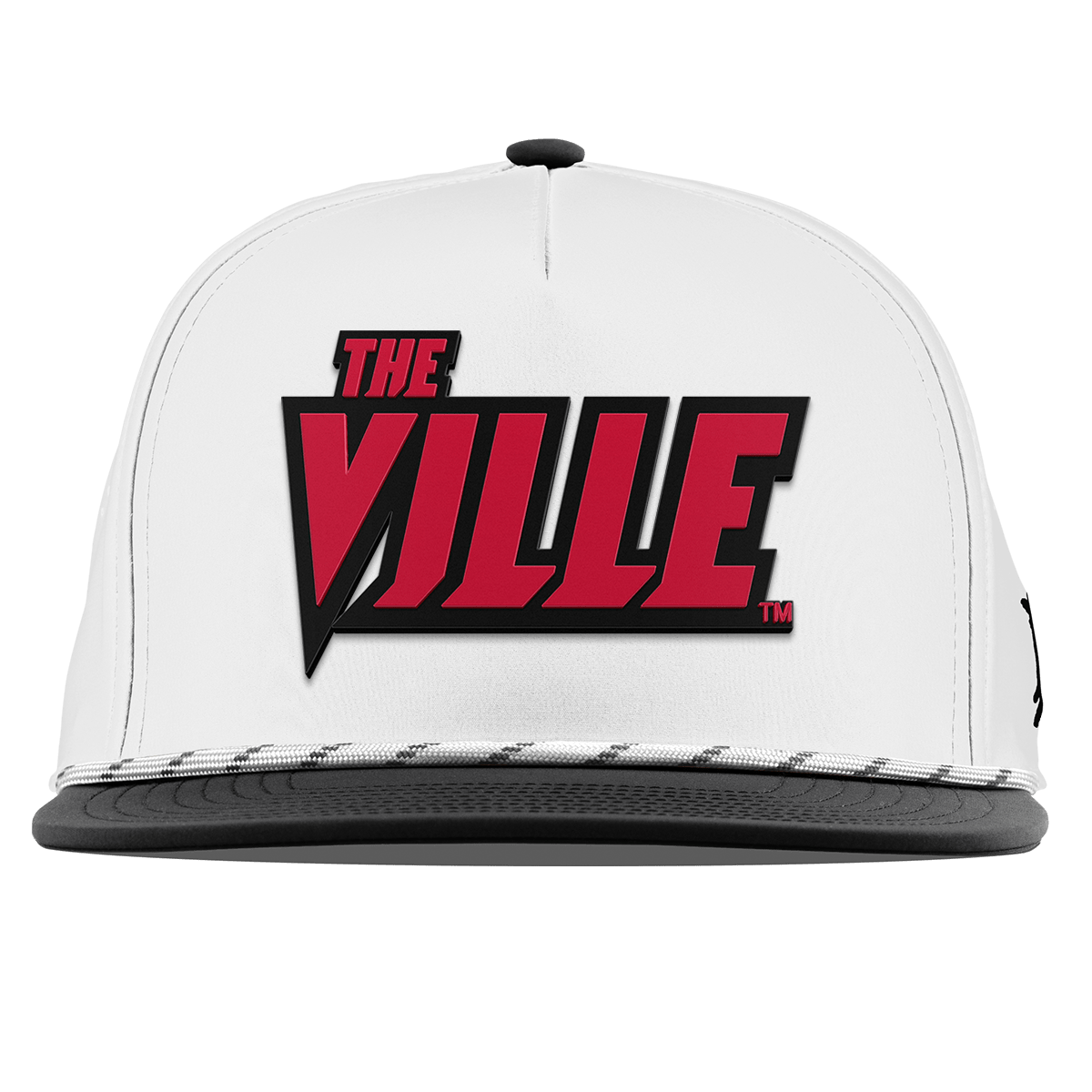 University of Louisville "The Ville Block" Flat 5 Panel Rope White/Black