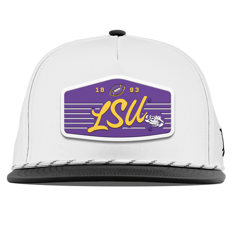 Louisiana State University "Tigers Football" Flat 5 Panel Rope White/Black