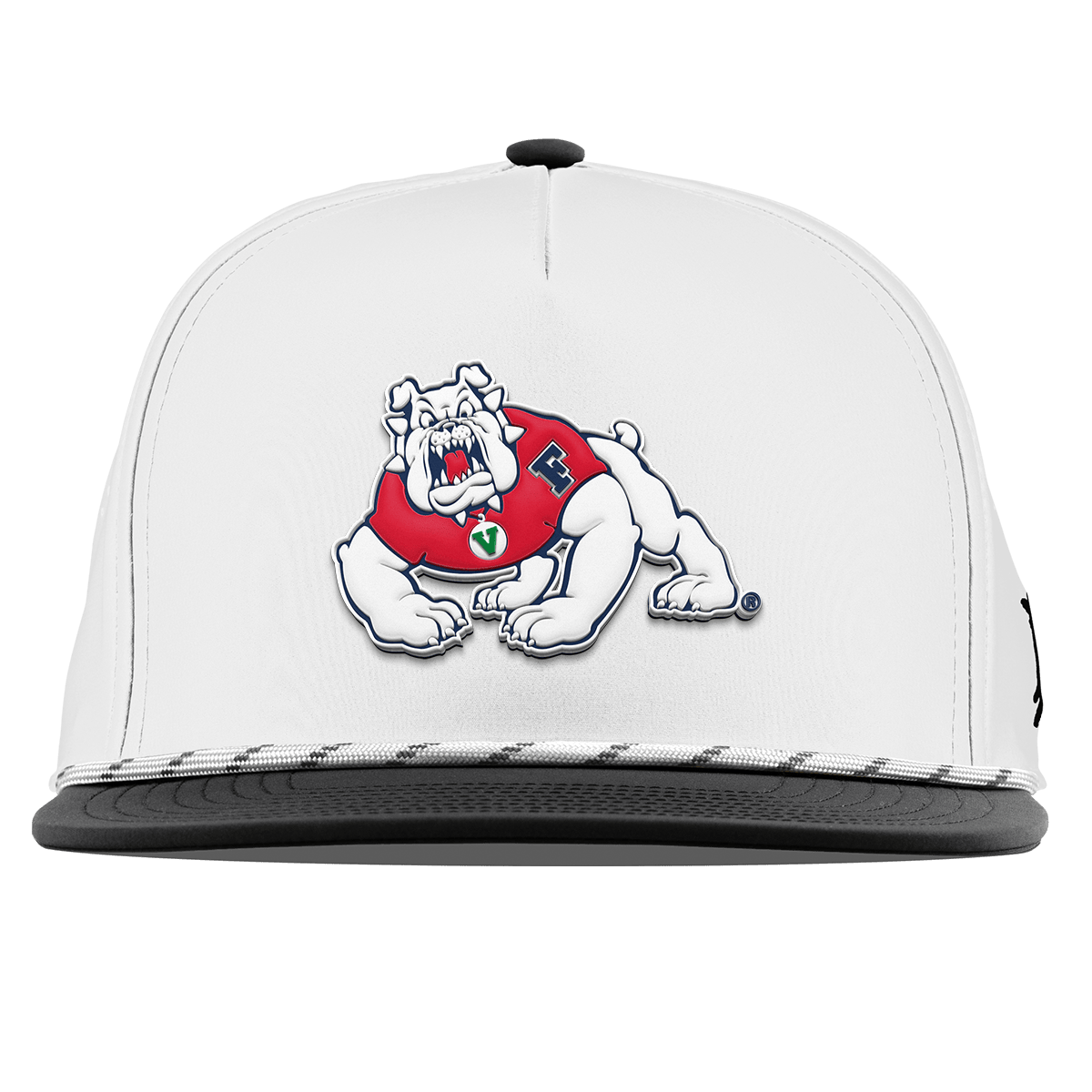 Fresno State University "TimeOut The Bulldog" Flat 5 Panel Rope White/Black