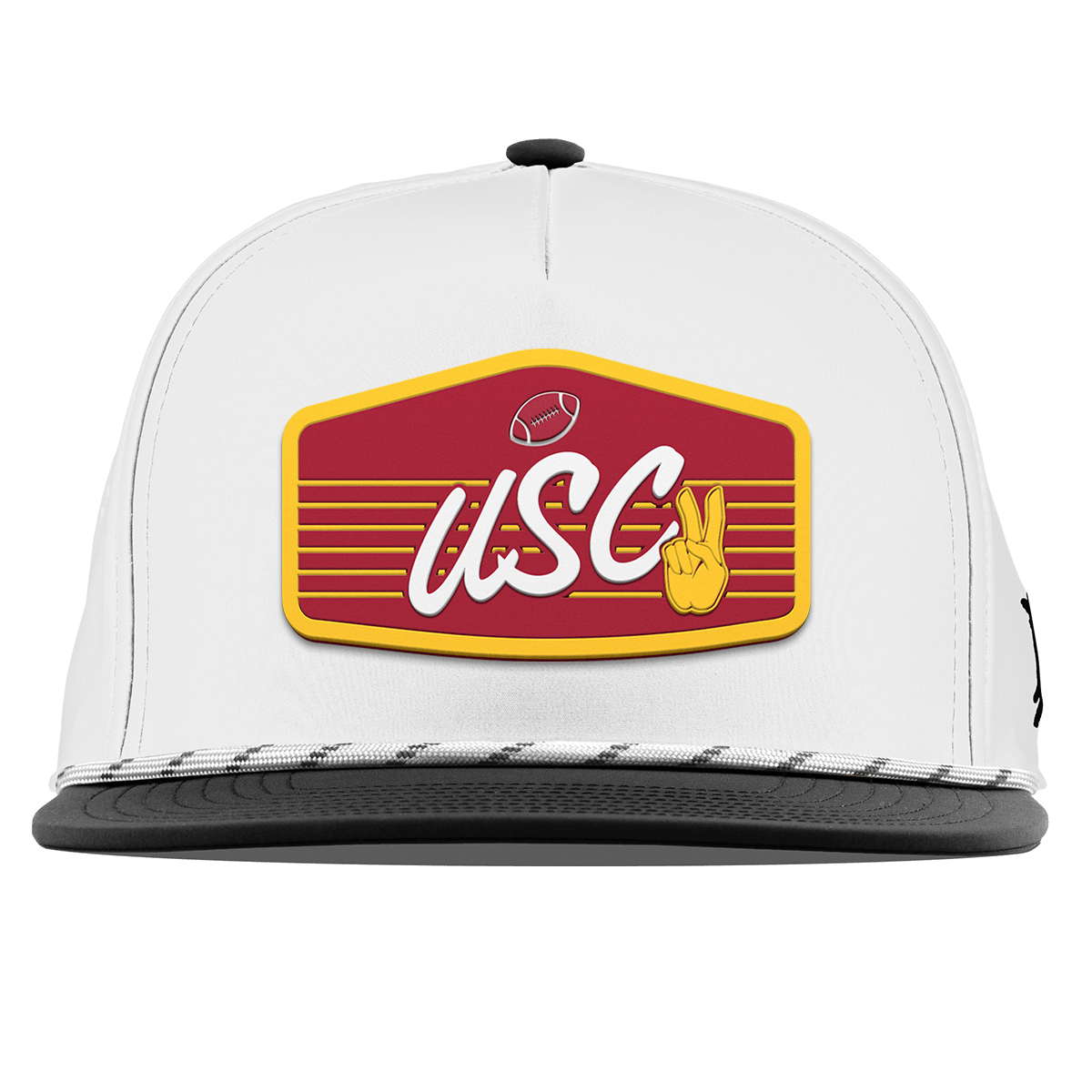 University of Southern California "Trojans Football" Flat 5 Panel Rope White/Black