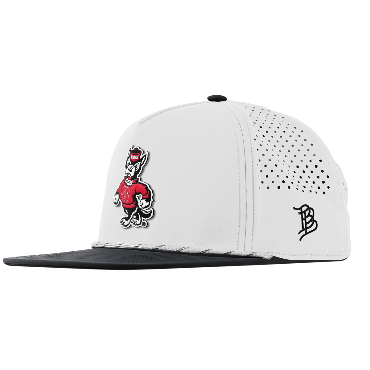 North Carolina State "Tuffy The Wolf" Flat 5 Panel Rope White/Black