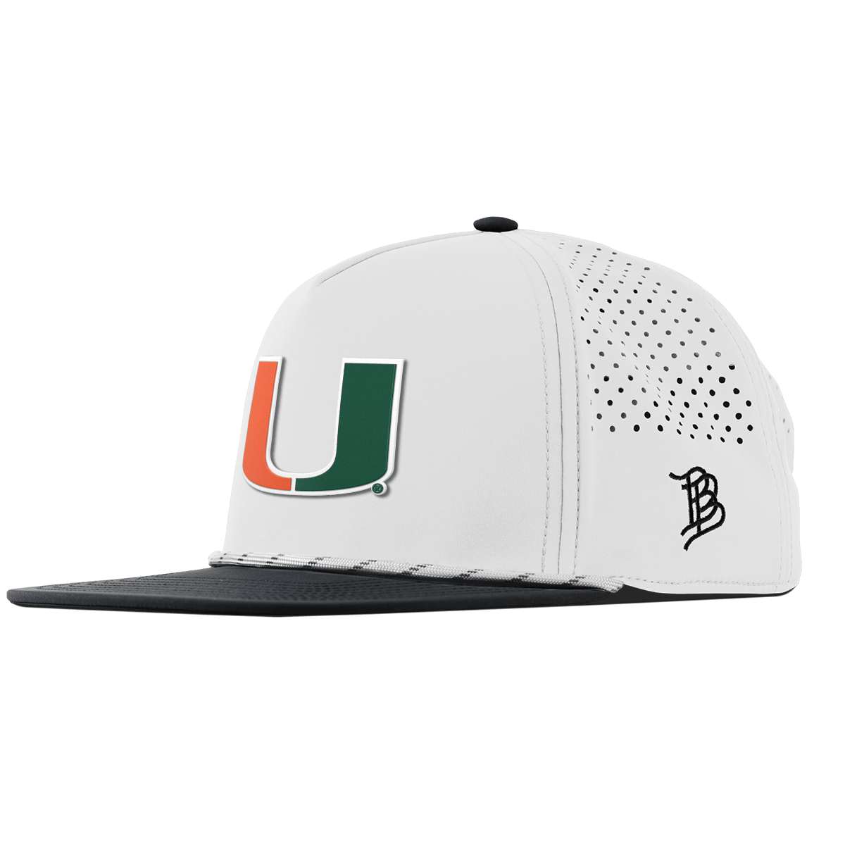 University of Miami "Miami Team Logo" Flat 5 Panel Rope White/Black