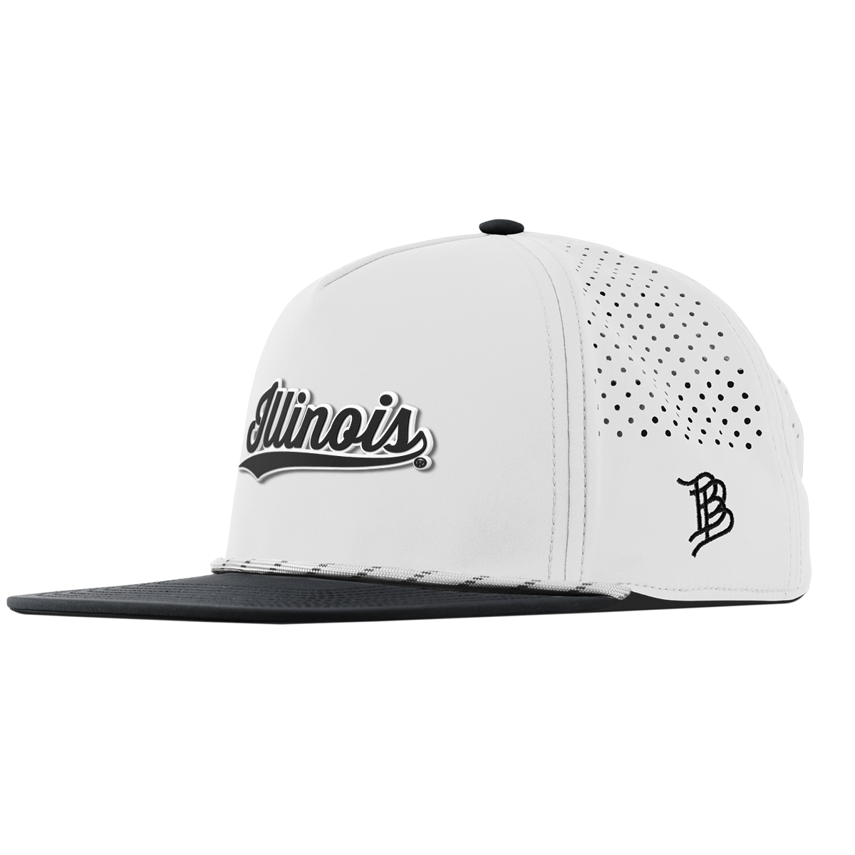 University of Illinois "Vintage Illinois Script" Flat 5 Panel Rope White/Black