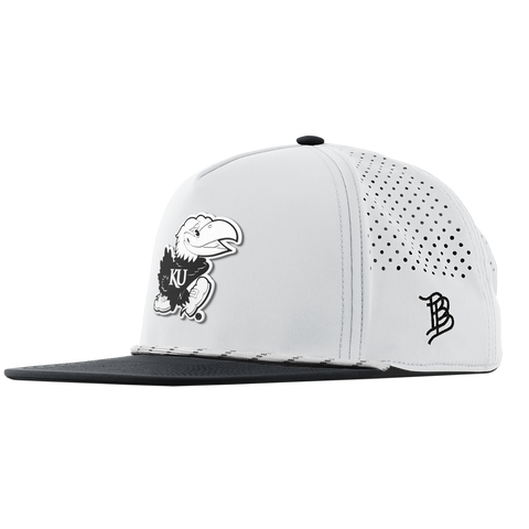University of Kansas "Vintage Jayhawk" Flat 5 Panel Rope White/Black