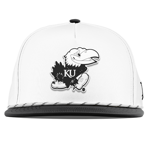 University of Kansas "Vintage Jayhawk" Flat 5 Panel Rope White/Black