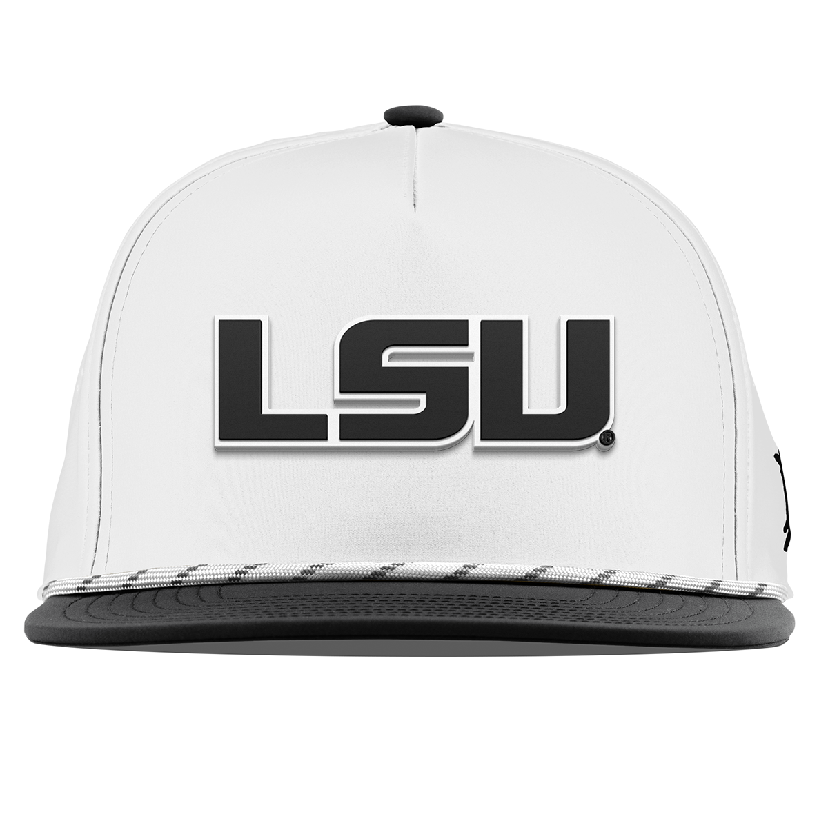 Louisiana State University "Vintage LSU Block" Flat 5 Panel Rope White/Black