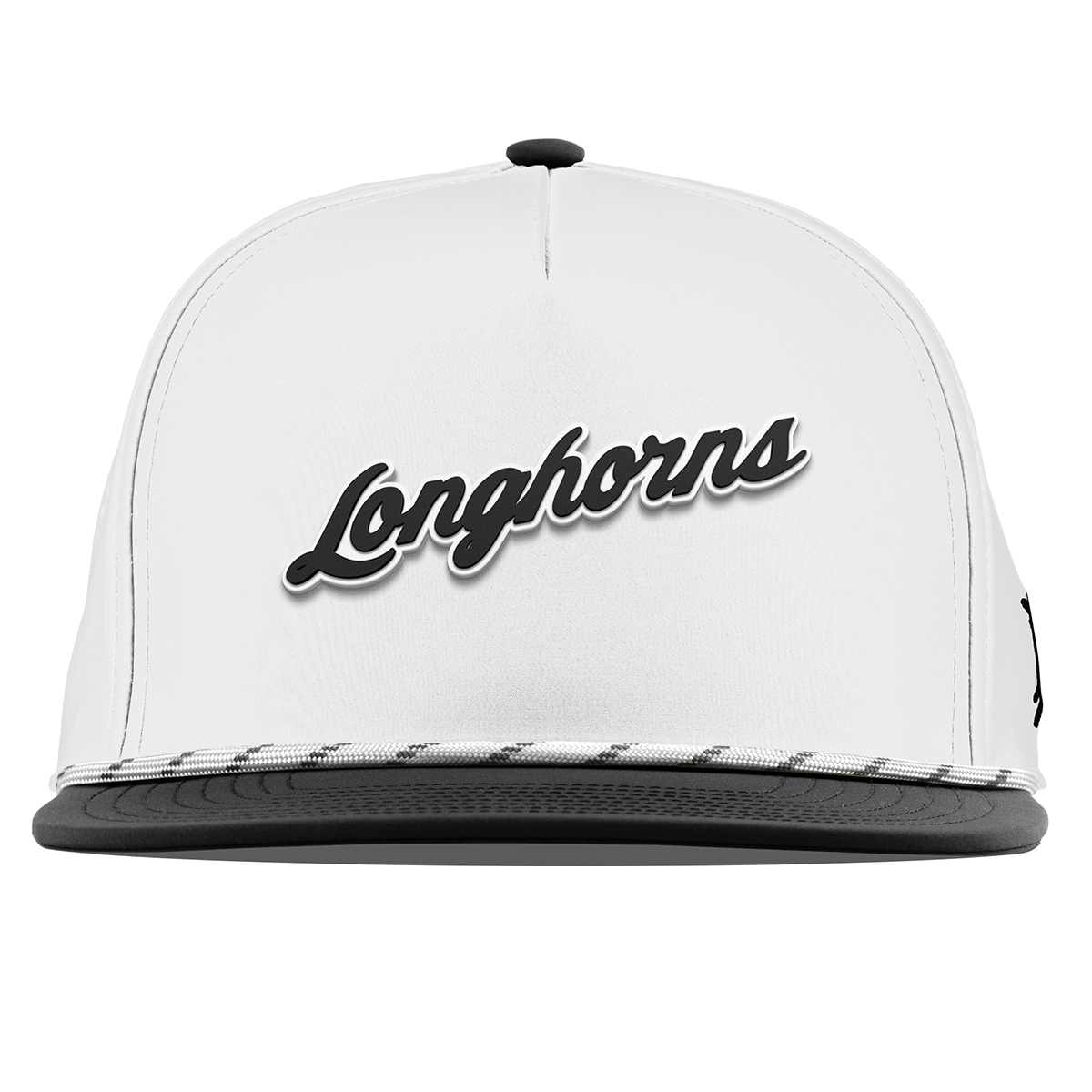 University of Texas "Vintage Texas Longhorn Script" Flat 5 Panel Rope White/Black