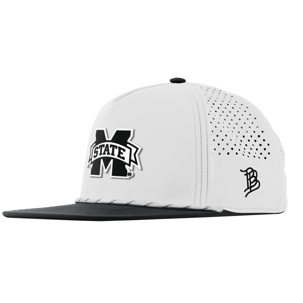 Mississippi State University "Vintage Miss State Team Logo" Flat 5 Panel Rope White/Black