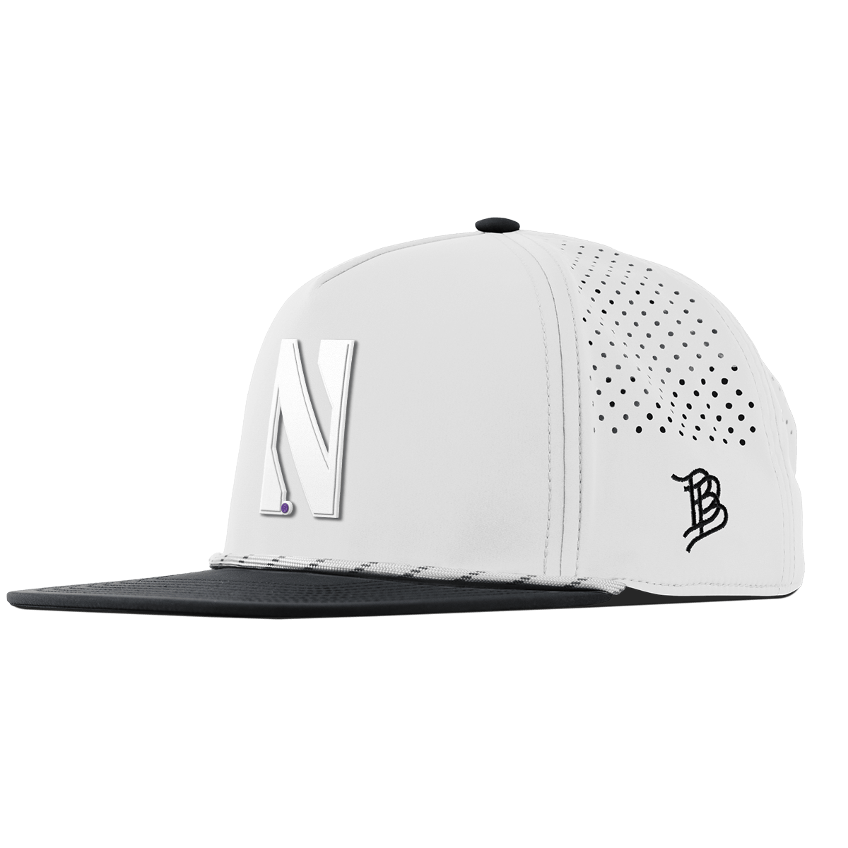 Northwestern University "Vintage Northwestern Block" Flat 5 Panel Rope White/Black